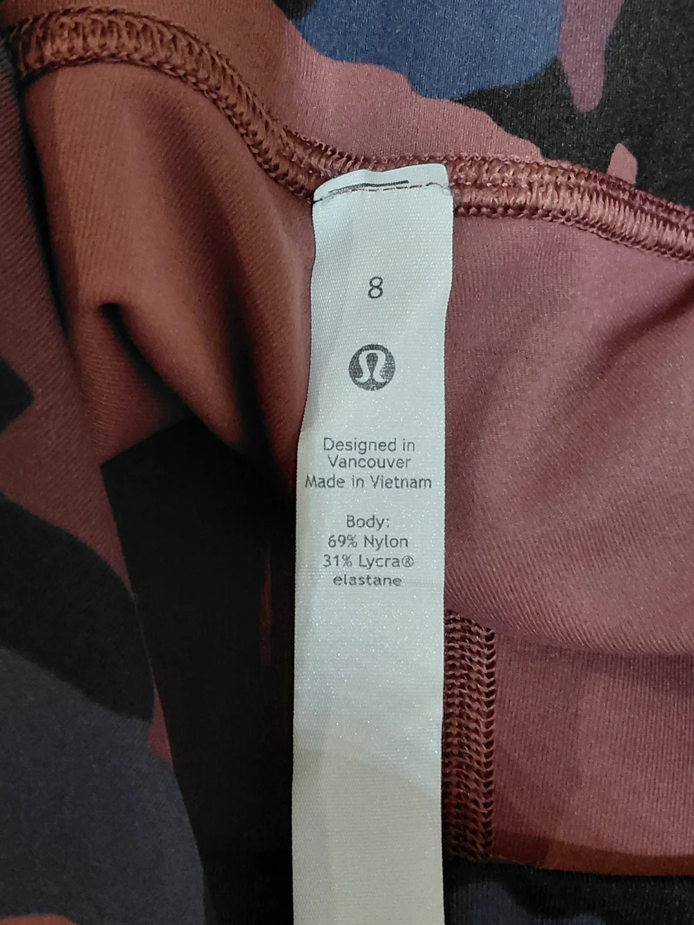 lululemon athletica Purple & Black Camo Leggings #B39
